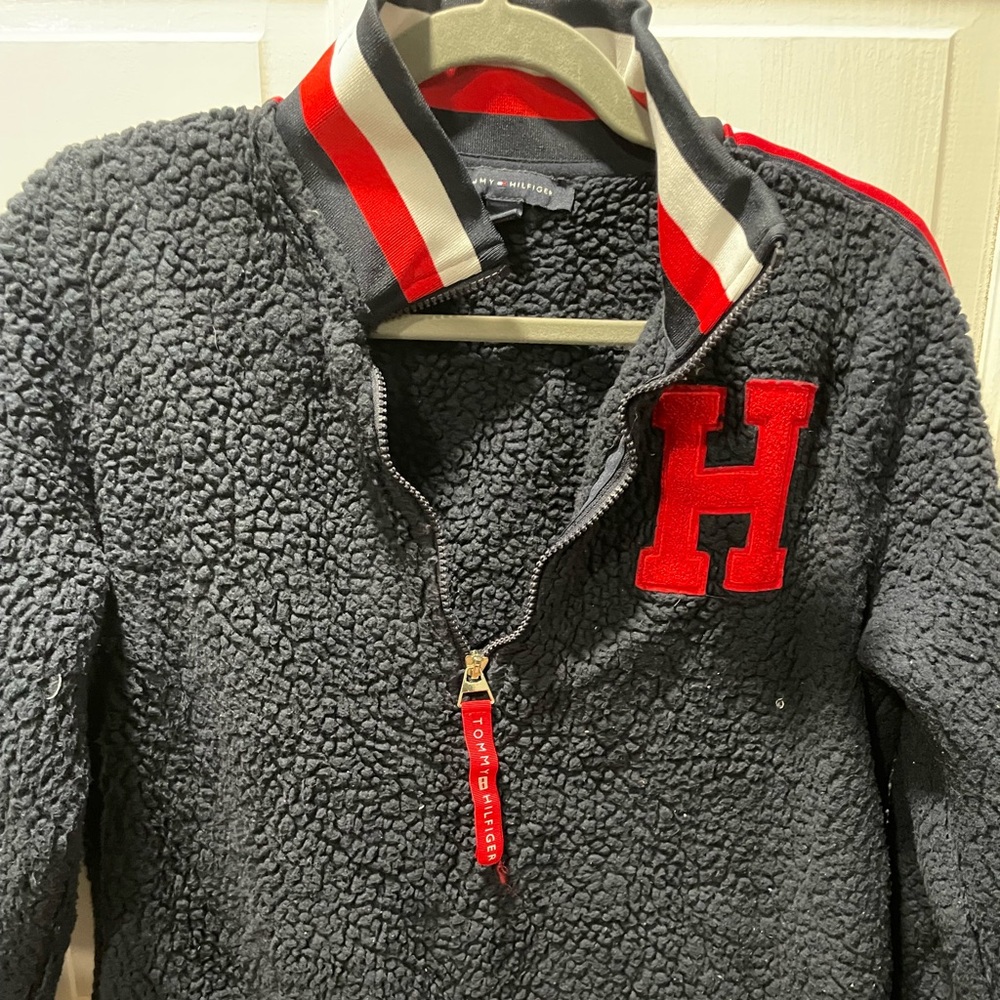 Tommy Hilfiger Blue Sherpa Sweater Women’s size medium